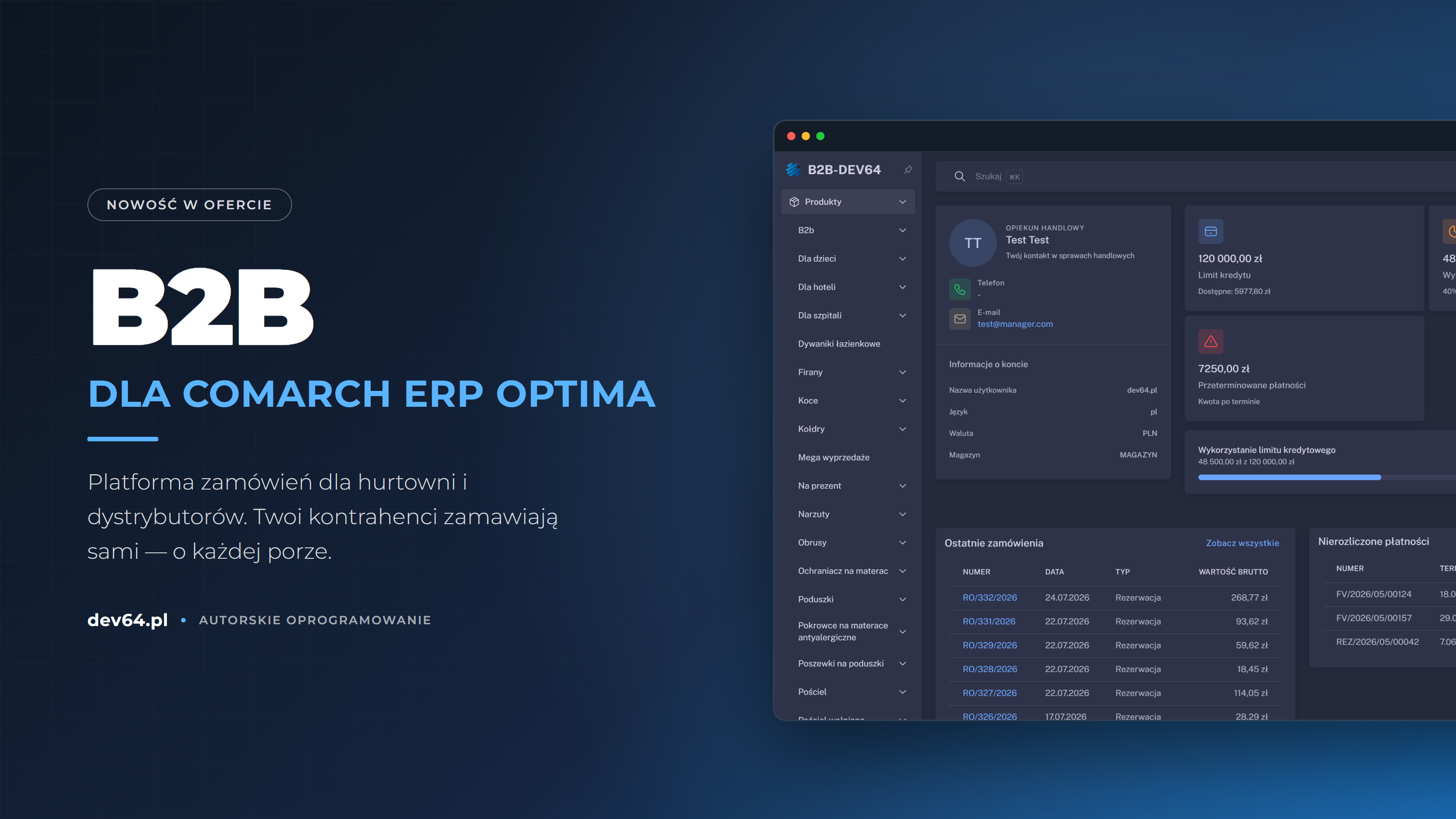 B2B dla Comarch ERP Optima — nowa platforma zamówień dla hurtowni i dystrybutorów